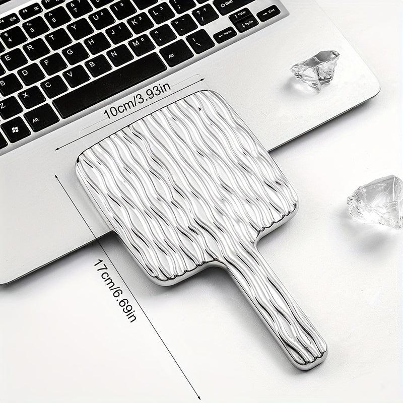 Wave Pattern Square Hand Mirror Small Vanity Mirror Portable Beauty Mirror