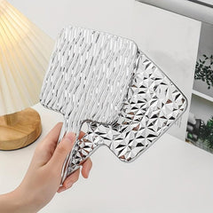 Wave Pattern Square Hand Mirror Small Vanity Mirror Portable Beauty Mirror