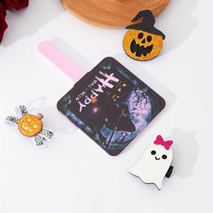 Pumpkin Bat Pattern Hand Mirror Square Vanity Cosmetic Mirror Travel Beauty