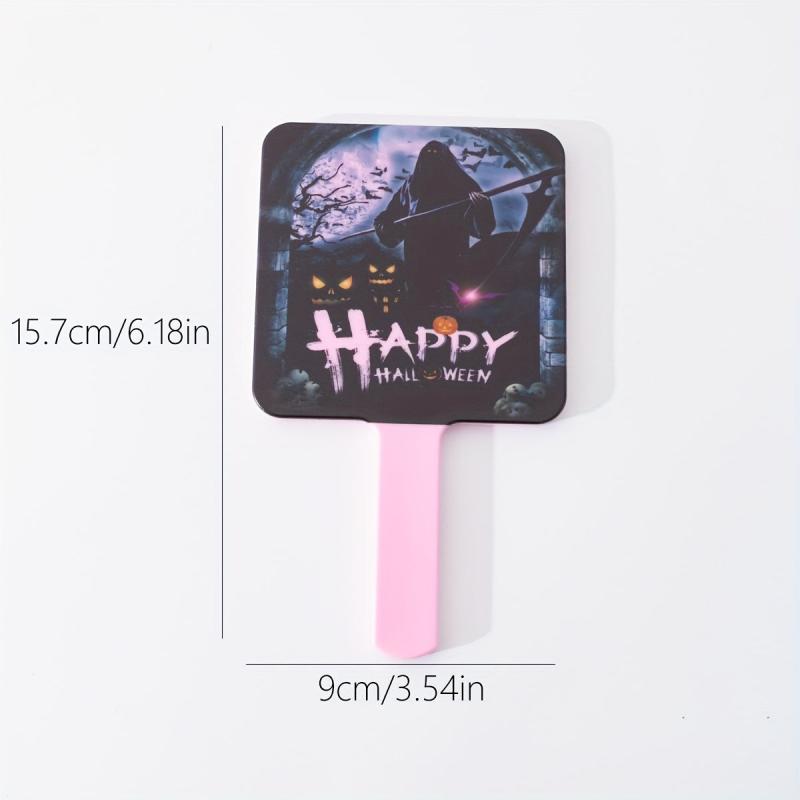 Pumpkin Bat Pattern Hand Mirror Square Vanity Cosmetic Mirror Travel Beauty