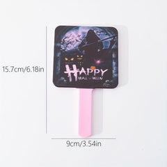 Pumpkin Bat Pattern Hand Mirror Square Vanity Cosmetic Mirror Travel Beauty