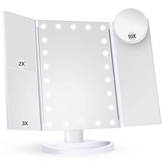 LED Makeup Mirror 1x2x3 Magnification Touch Control Dual Power Supply