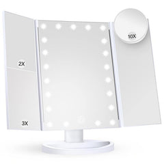 LED Makeup Mirror 1x2x3 Magnification Touch Control Dual Power Supply