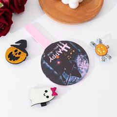 Pumpkin & Bat Hand Mirror Small Vanity Cosmetic Touch up Mirror