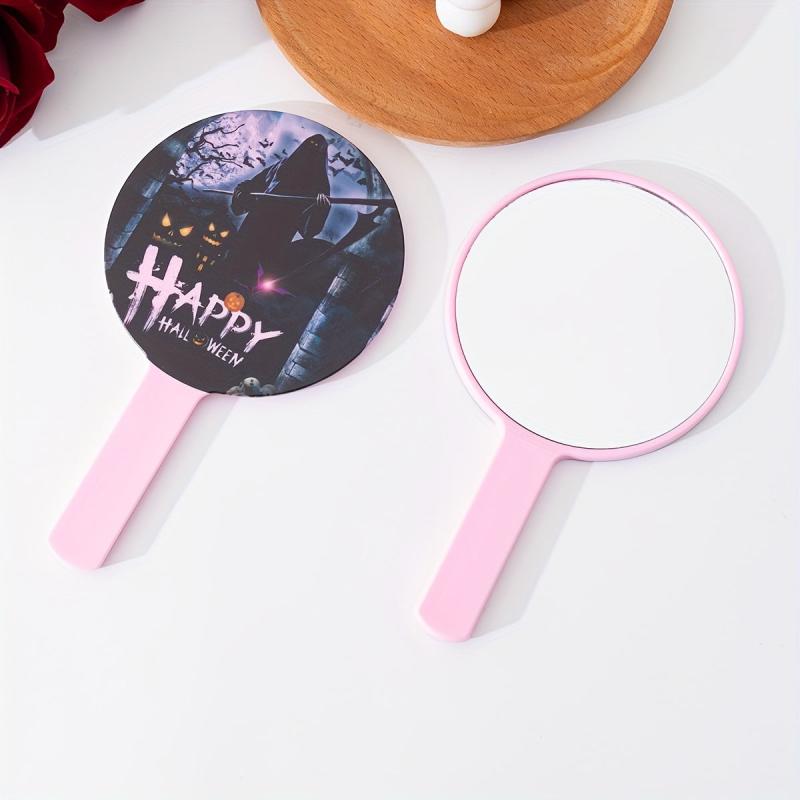 Pumpkin & Bat Hand Mirror Small Vanity Cosmetic Touch up Mirror