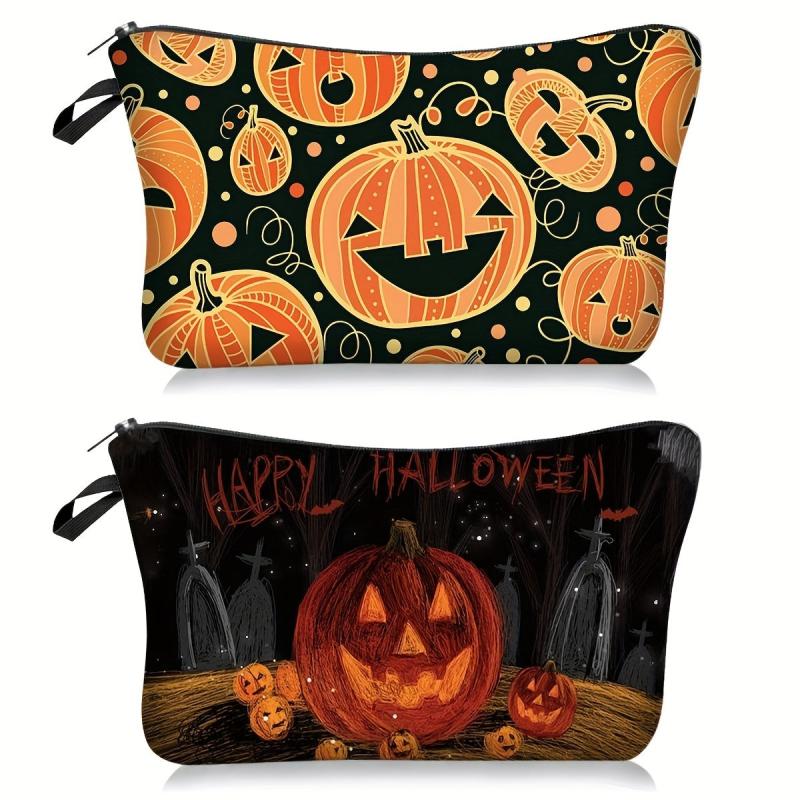 Halloween Pumpkin Makeup Bag Portable Toiletry Pouch