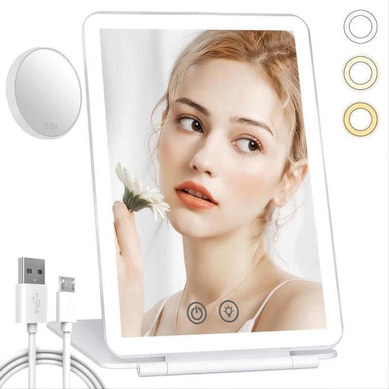 USB Rechargeable LED Vanity Mirror with 10x Magnification