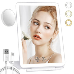 USB Rechargeable LED Vanity Mirror with 10x Magnification