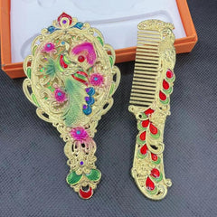 Vintage Peacock Handheld Makeup Mirror Set