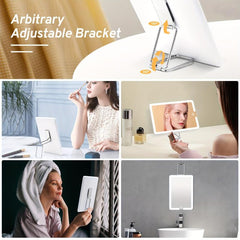 Travel Makeup Mirror with Lights 360 Stand & 10X Magnifying Mirror