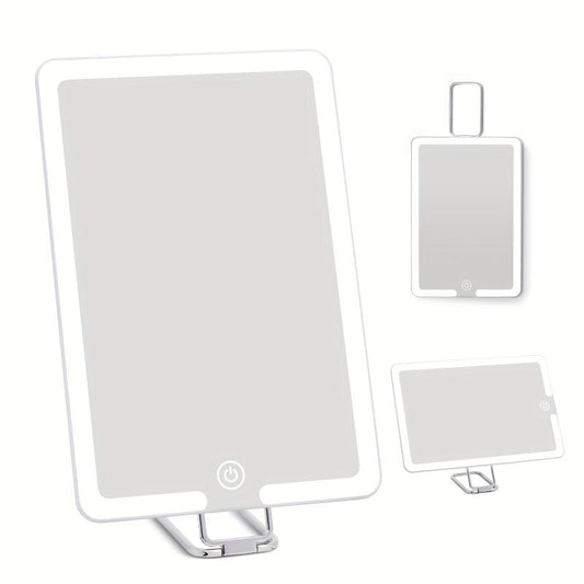 Travel Makeup Mirror with Lights 360 Stand & 10X Magnifying Mirror