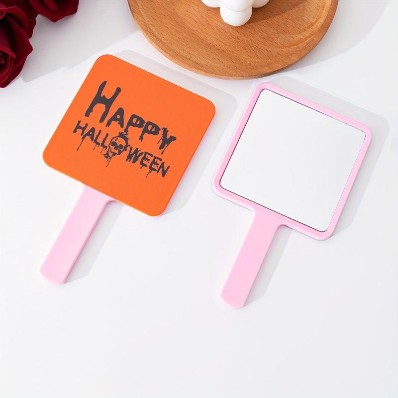 Skull & Letter Pattern Hand Mirror Small Square Vanity Mirror