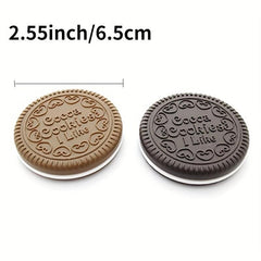 Cookie Shaped Mirror Comb Set Portable Round Chocolate Shape Cosmetic Mirror