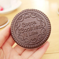 Cookie Shaped Mirror Comb Set Portable Round Chocolate Shape Cosmetic Mirror