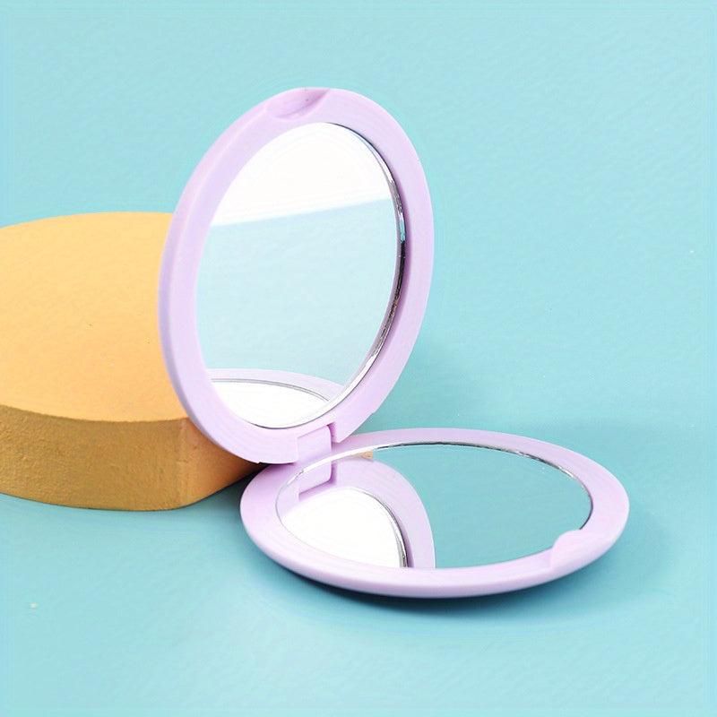 Round Folding Double sided Mirror Mini Compact Mirror Flip Cover Student Carry