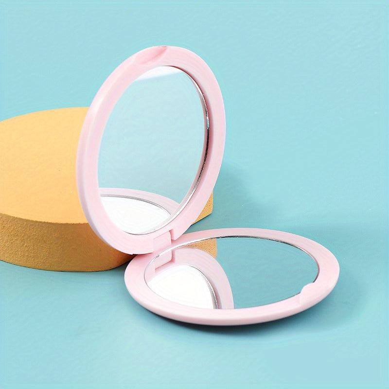Round Folding Double sided Mirror Mini Compact Mirror Flip Cover Student Carry