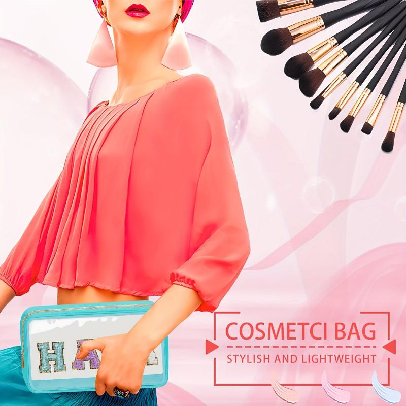 Clear Glitter Makeup Bag Nylon PVC Waterproof Travel Pouch