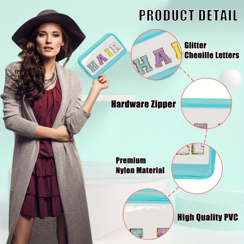 Clear Glitter Makeup Bag Nylon PVC Waterproof Travel Pouch