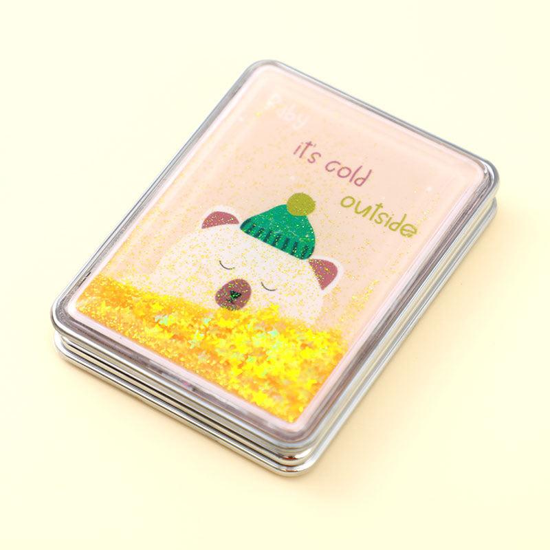 Quicksand Compact Makeup Mirror Double Sided Glitter Hand Mirror