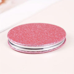 Glitter PU Leather Pocket Mirror 72mm Round Mirror For Purse