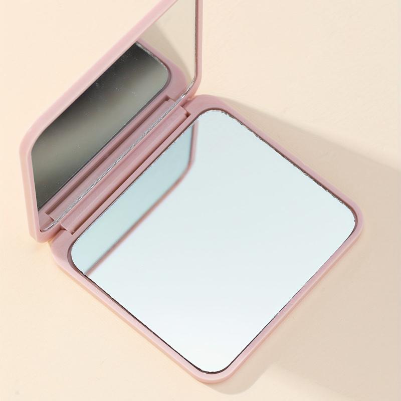 Double Sided Pink Square Foldable Mirror for Women - Compact and Handheld