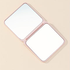Double Sided Pink Square Foldable Mirror for Women - Compact and Handheld