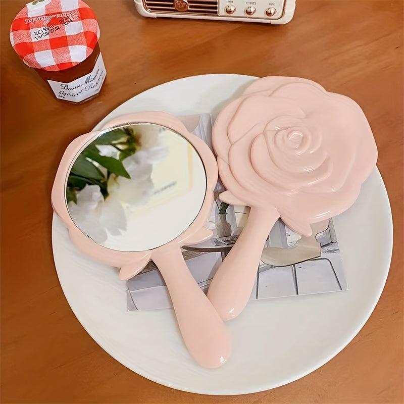 Vintage 3D Rose Handheld Mirror for Makeup & Skincare