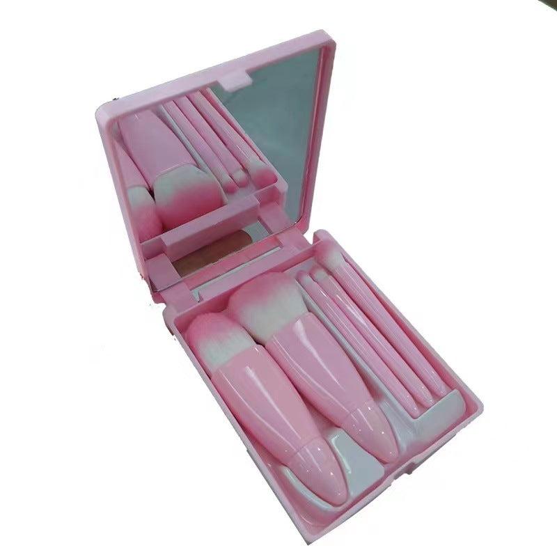 Portable Foldable Mirror & Travel Makeup Brush Set