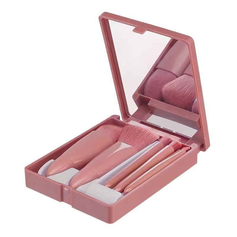 Portable Foldable Mirror & Travel Makeup Brush Set