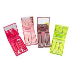 Portable Foldable Mirror & Travel Makeup Brush Set