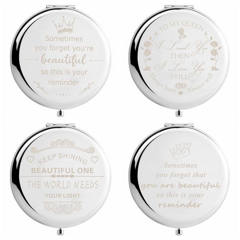 Floral Compact Mirror Roses Bridesmaid Proposal Gift Your Text Wedding Favors