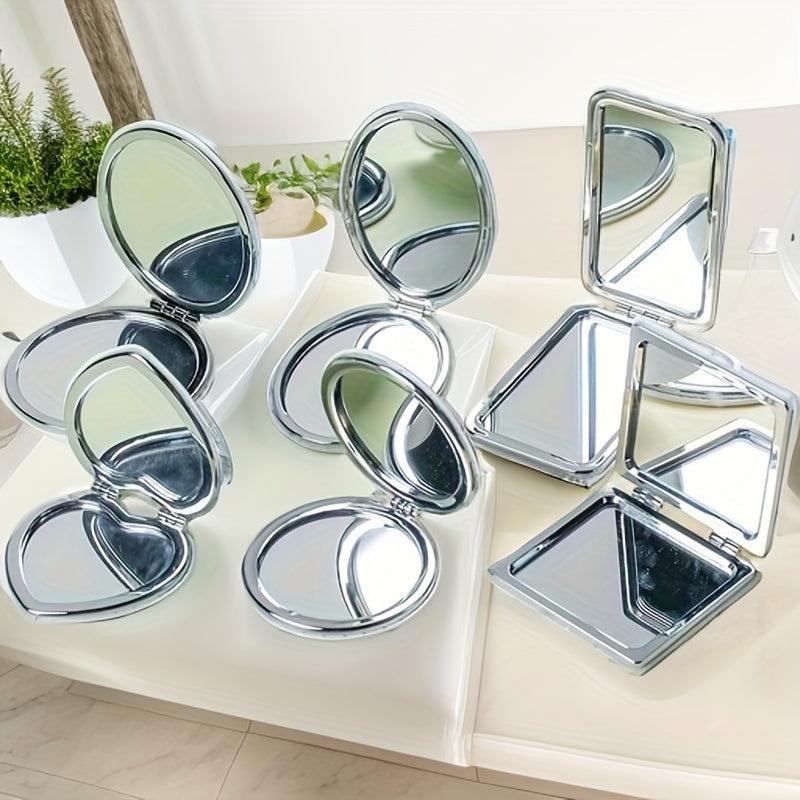 Portable PU Leather Makeup Mirror Foldable Handheld Small Mirror