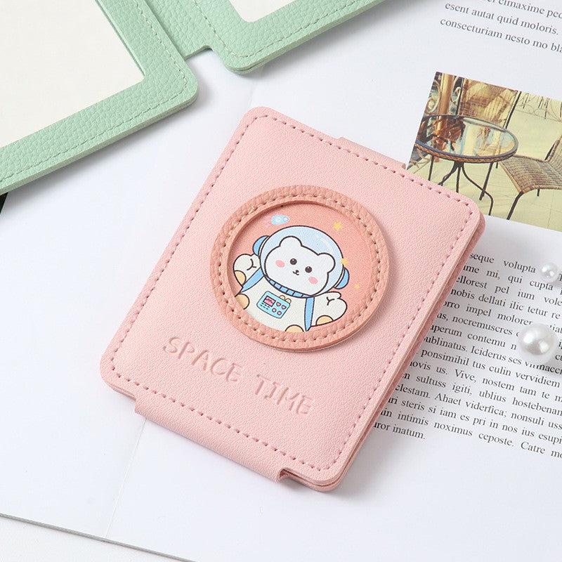 Double Sided PU Makeup Mirror Folding Portable Double Sided Mirror