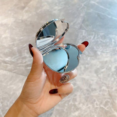 Heart Shape Folding Makeup Mirror Double Side Compact Mini Vanity Mirror