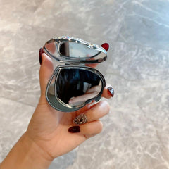 Heart Shape Folding Makeup Mirror Double Side Compact Mini Vanity Mirror