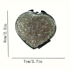 Heart Shape Folding Makeup Mirror Double Side Compact Mini Vanity Mirror