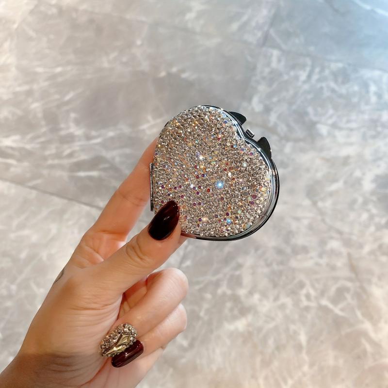 Heart Shape Folding Makeup Mirror Double Side Compact Mini Vanity Mirror