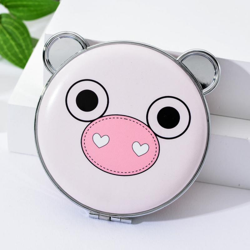 Cartoon Animal Pattern Round Makeup Mirror