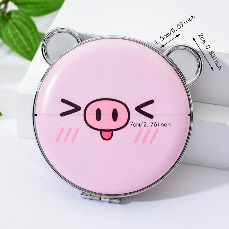 Cartoon Animal Pattern Round Makeup Mirror