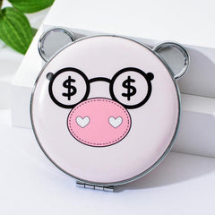 Cartoon Animal Pattern Round Makeup Mirror