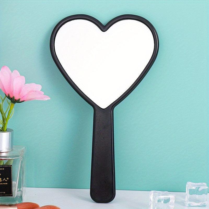Handheld Heart-Shaped Mirror for Travel and Camping