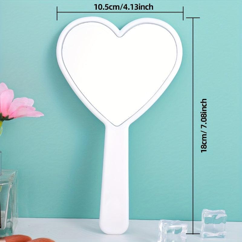 Handheld Heart-Shaped Mirror for Travel and Camping