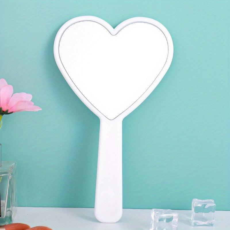 Handheld Heart-Shaped Mirror for Travel and Camping