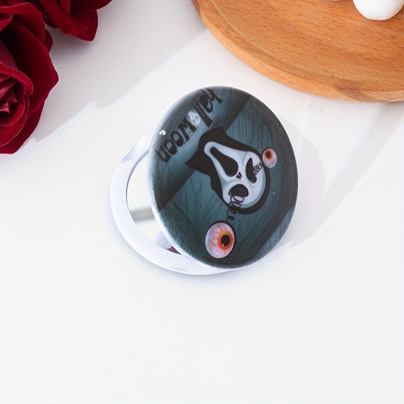 Skull Pattern Makeup Mirror Double Side Folding Compact Mirror