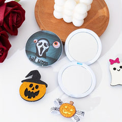 Skull Pattern Makeup Mirror Double Side Folding Compact Mirror