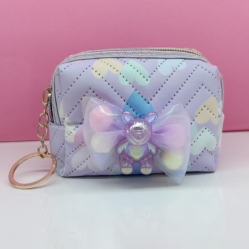 Resin Doll Mesh Decor Makeup Bag PU Leather Pouch