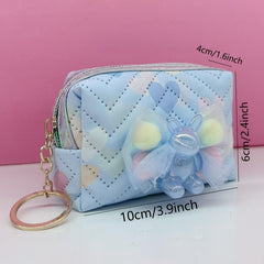 Resin Doll Mesh Decor Makeup Bag PU Leather Pouch