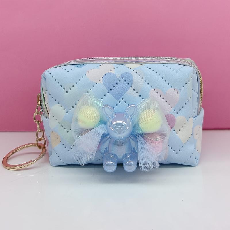 Resin Doll Mesh Decor Makeup Bag PU Leather Pouch
