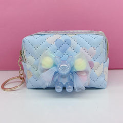 Resin Doll Mesh Decor Makeup Bag PU Leather Pouch