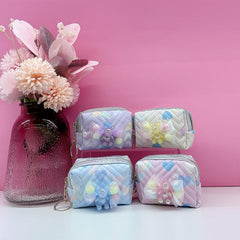 Resin Doll Mesh Decor Makeup Bag PU Leather Pouch